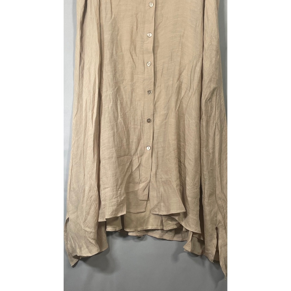 Mlle Gabrielle NWT Womens 2X Tan Sleeveless Button Down Shirt Dress High Low - Picture 5 of 13